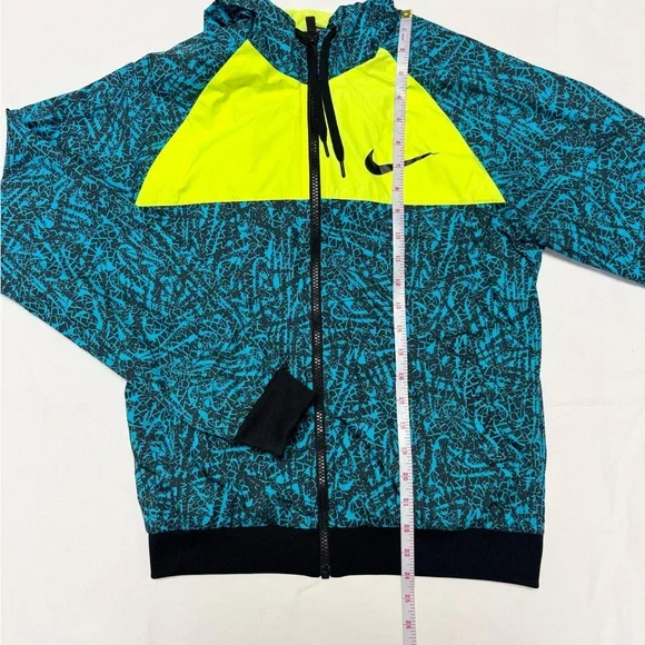 Nike Women’s Zip-Up Blue Green Long Sleeve Hooded Windbreaker Size Medium - Picture 2 of 4